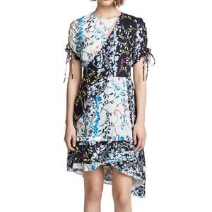 Tanya Taylor Siena Floral Vines Silk Asymmetrical Cottagecore High Low Dress